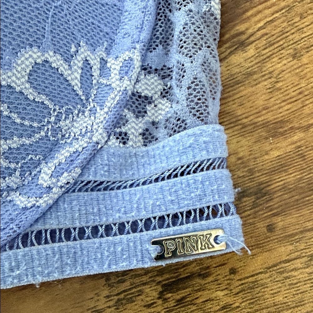 PINK Victoria's Secret Blue Floral Lace Bra - Picture 3 of 8
